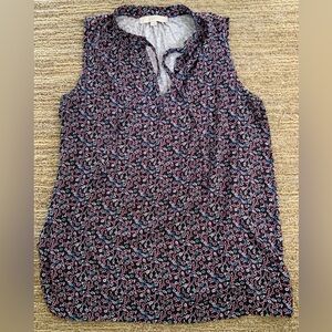 LOFT Navy Floral Tank Top